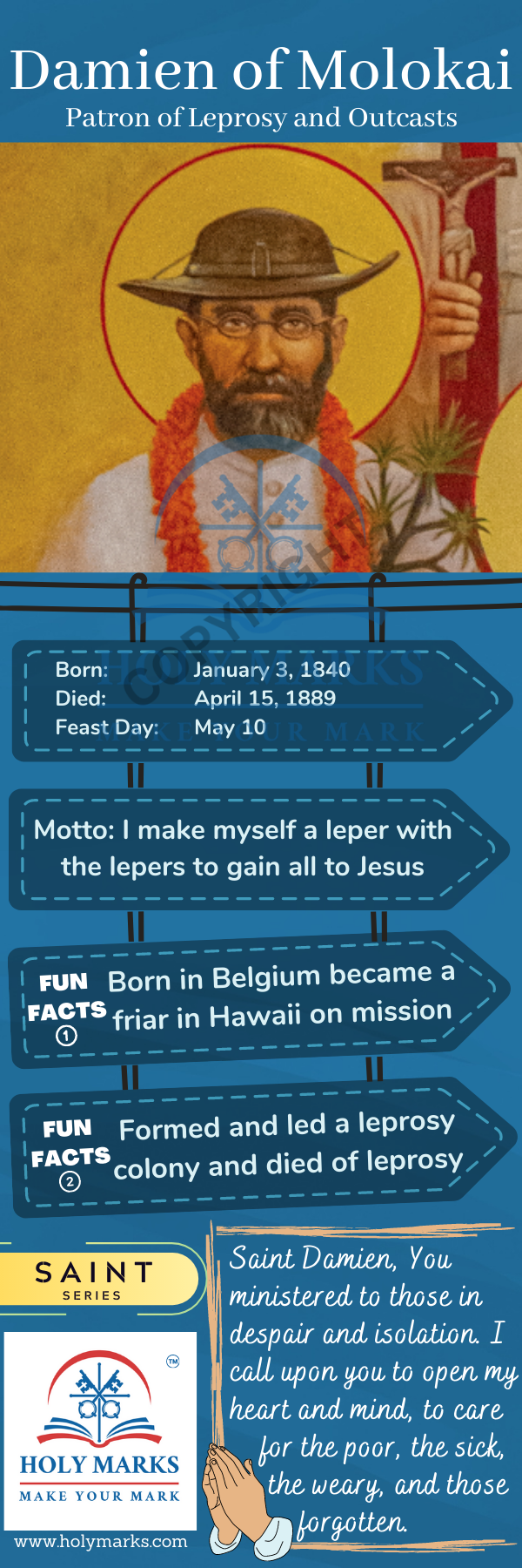 Saint Damien of Molokai: Bookmark