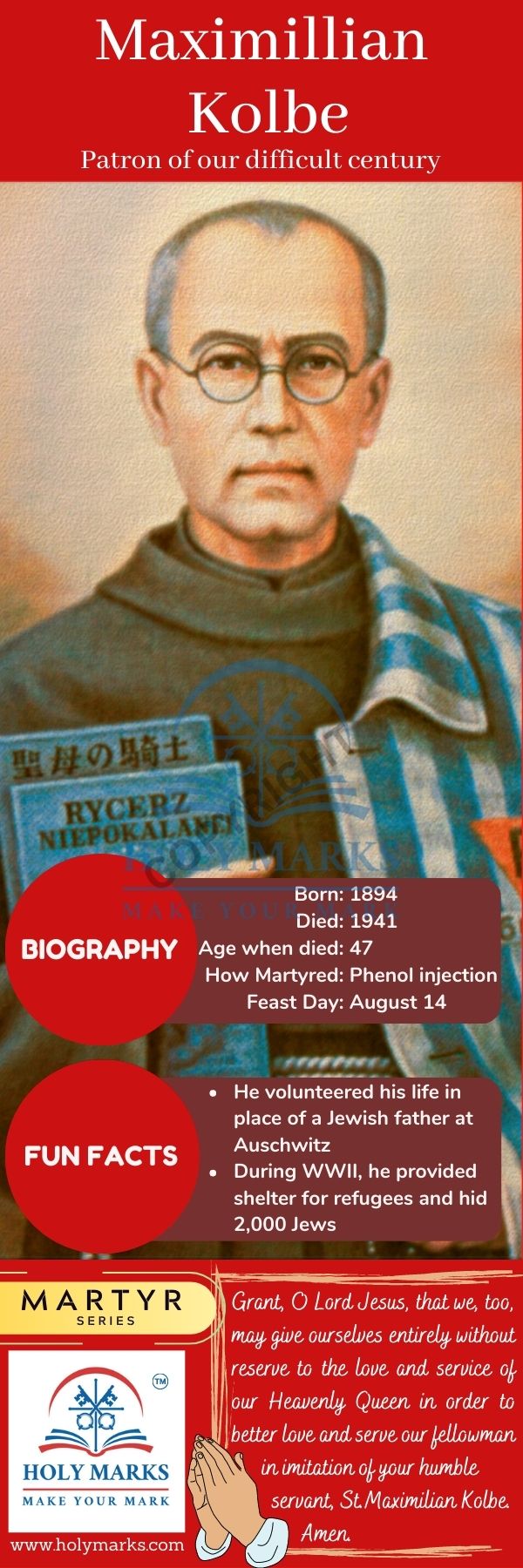 Maximillian Kolbe: Bookmark